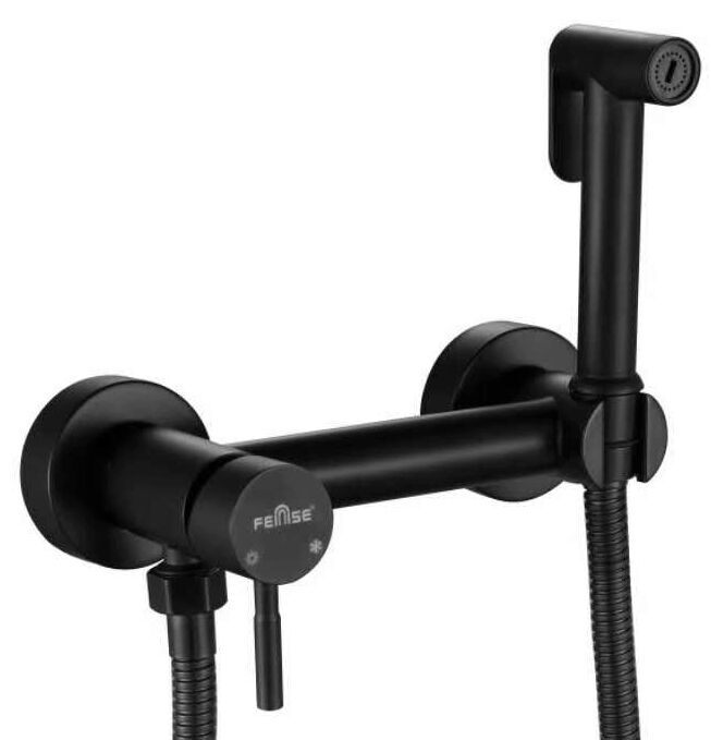 B1579-8 Смеситель настенный с гигиенической лейкой черный