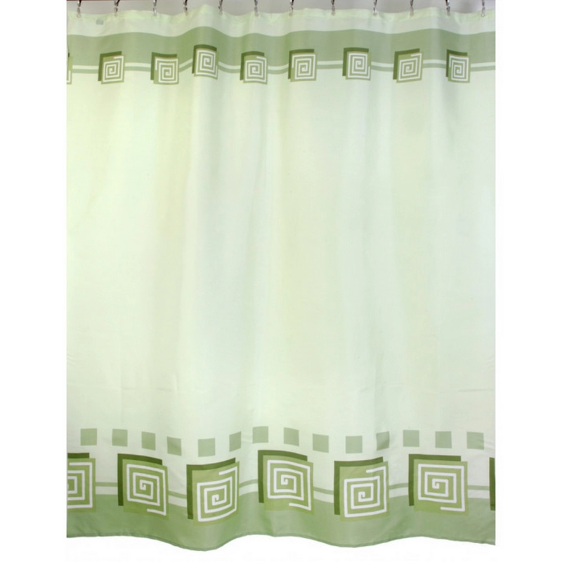 Штора для ванной ZALEL 180*200(зеленый фон) без колец